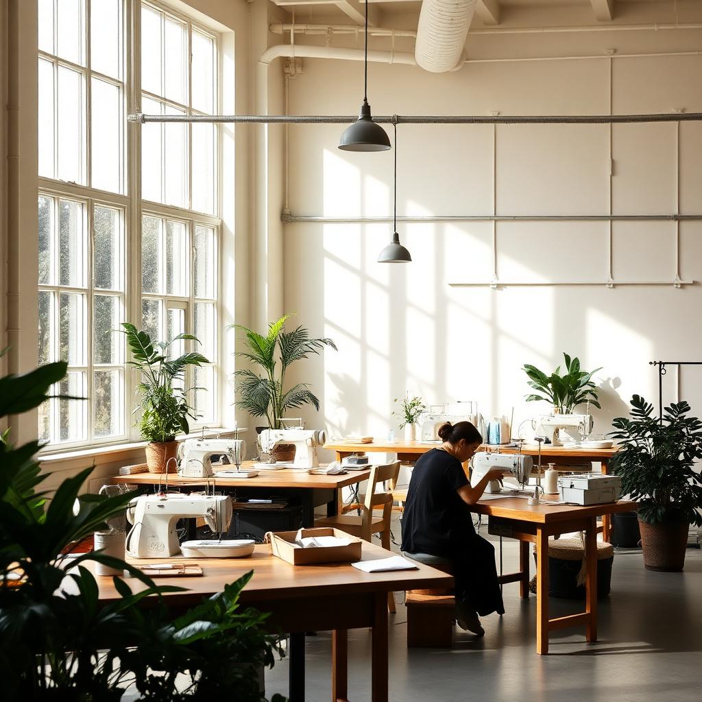 European garment workshop with natural light